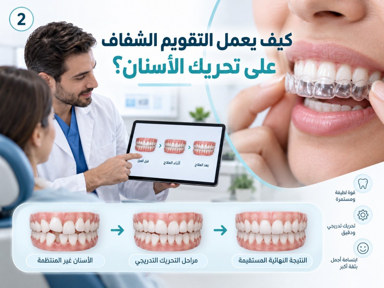 كيف يعمل التقويم الشفاف على تحريك الأسنان؟