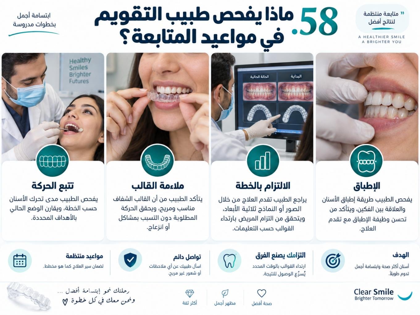 ماذا يفحص طبيب التقويم في مواعيد المتابعة؟