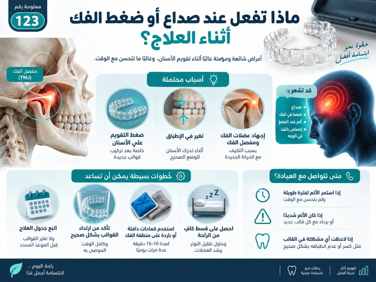 ماذا تفعل عند صداع أو ضغط الفك أثناء العلاج؟