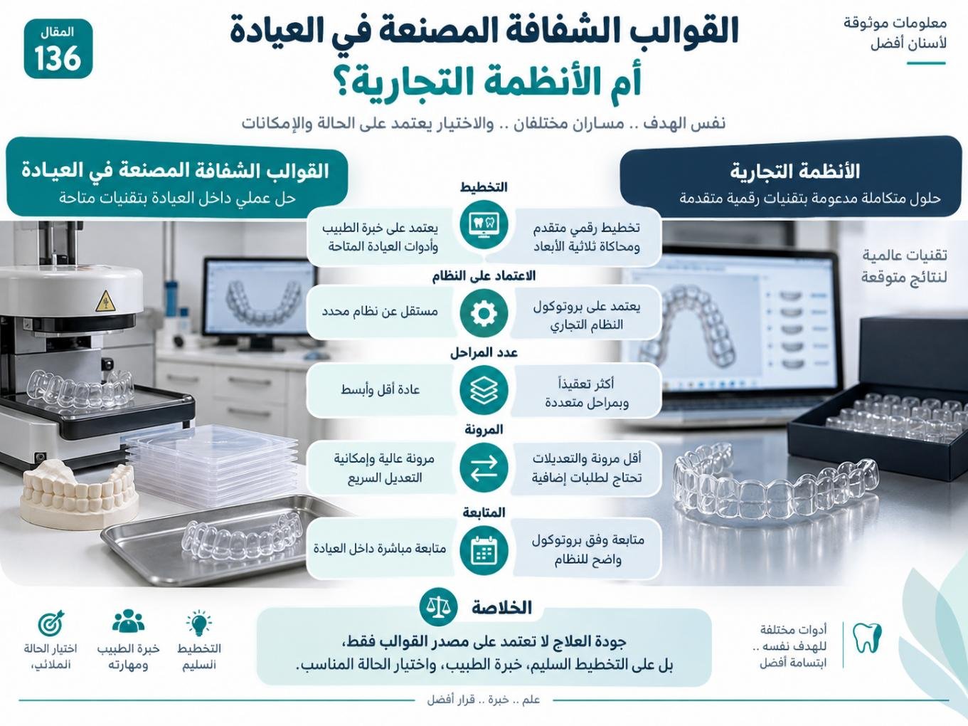 القوالب الشفافة المصنعة في العيادة أم الأنظمة التجارية؟