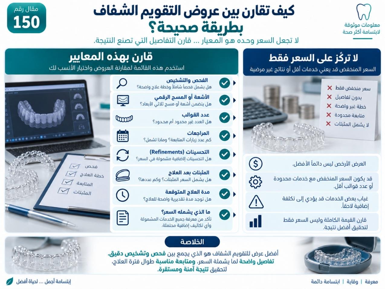 كيف تقارن بين عروض التقويم الشفاف بطريقة صحيحة؟