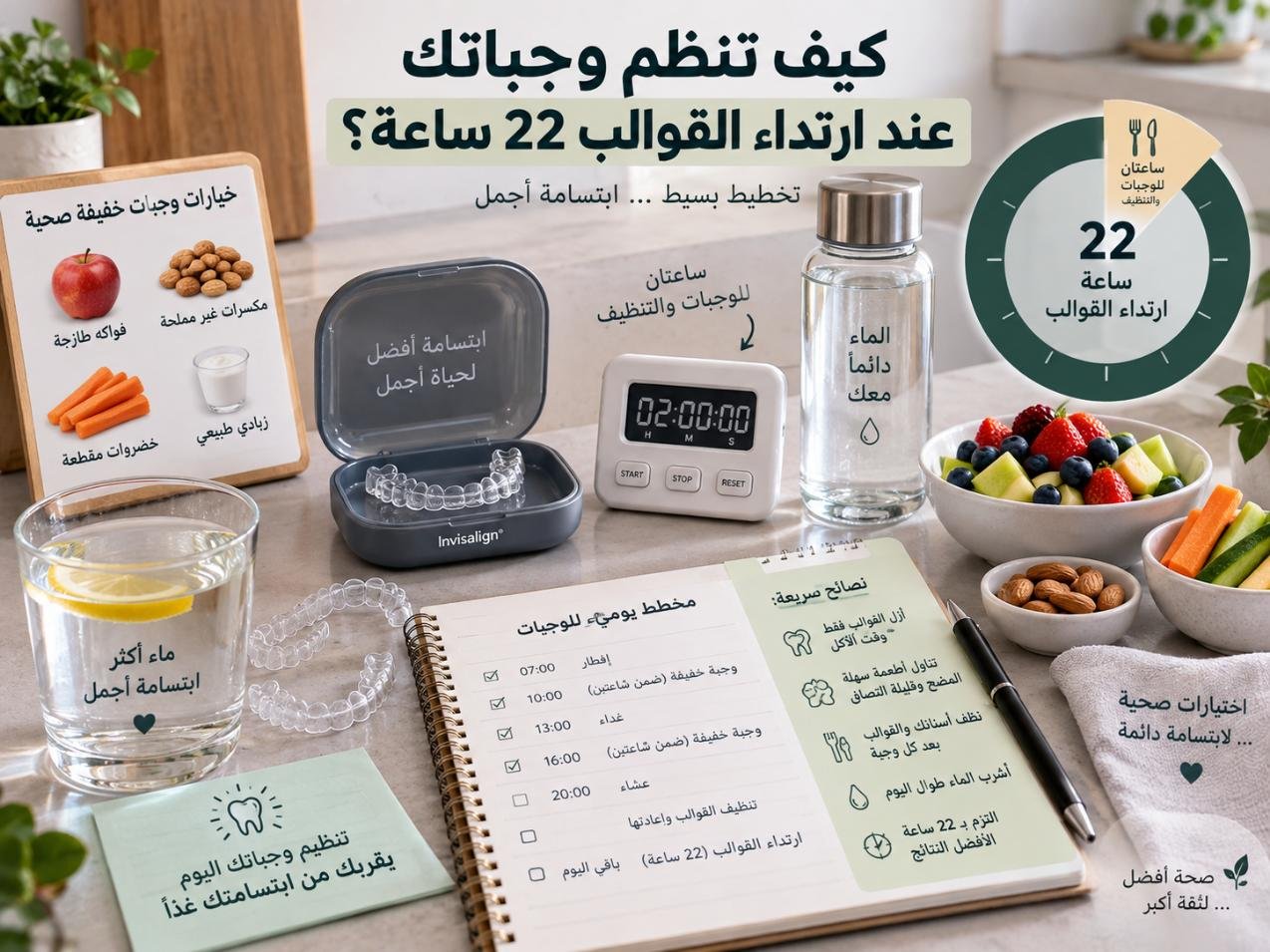 كيف تنظم وجباتك عند ارتداء القوالب 22 ساعة؟