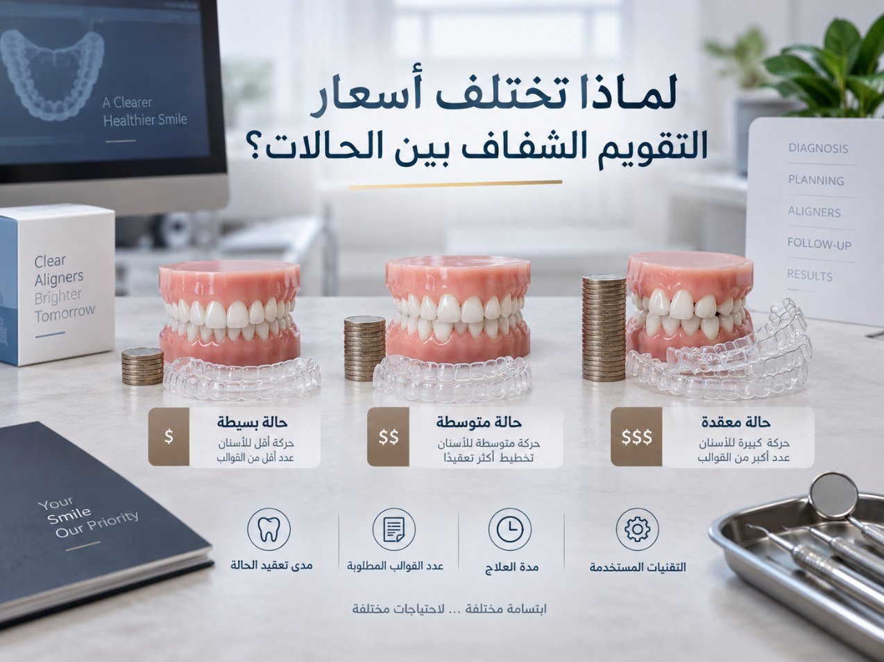 لماذا تختلف أسعار التقويم الشفاف بين الحالات؟