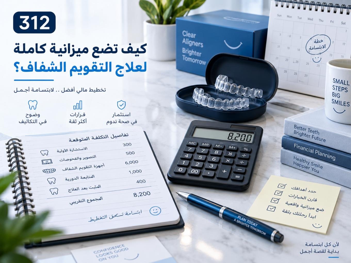 كيف تضع ميزانية كاملة لعلاج التقويم الشفاف؟