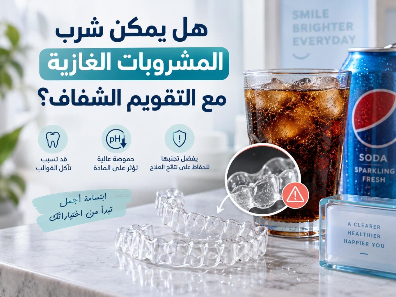هل يمكن شرب المشروبات الغازية مع التقويم الشفاف؟