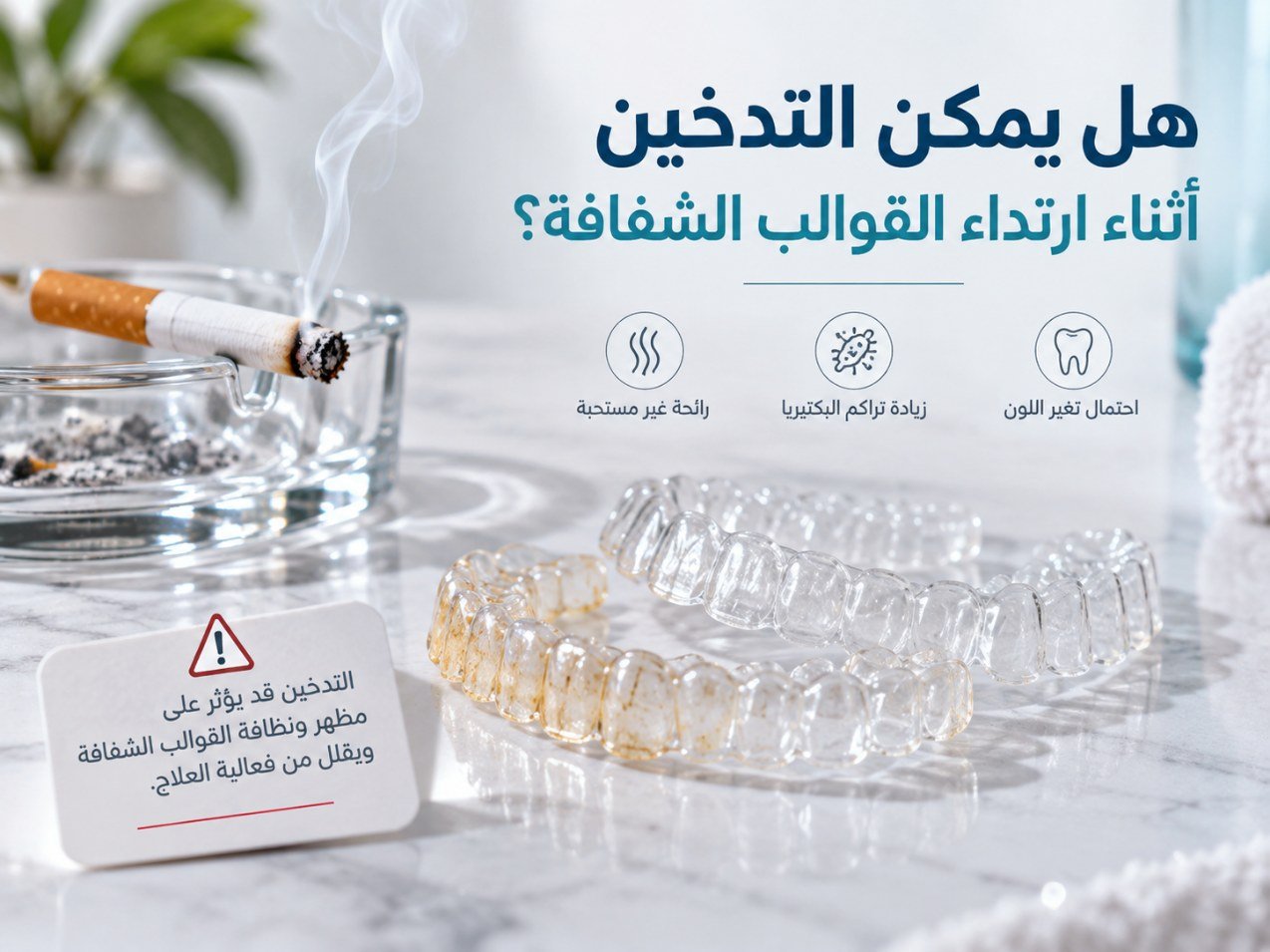 هل يمكن التدخين أثناء ارتداء القوالب الشفافة؟