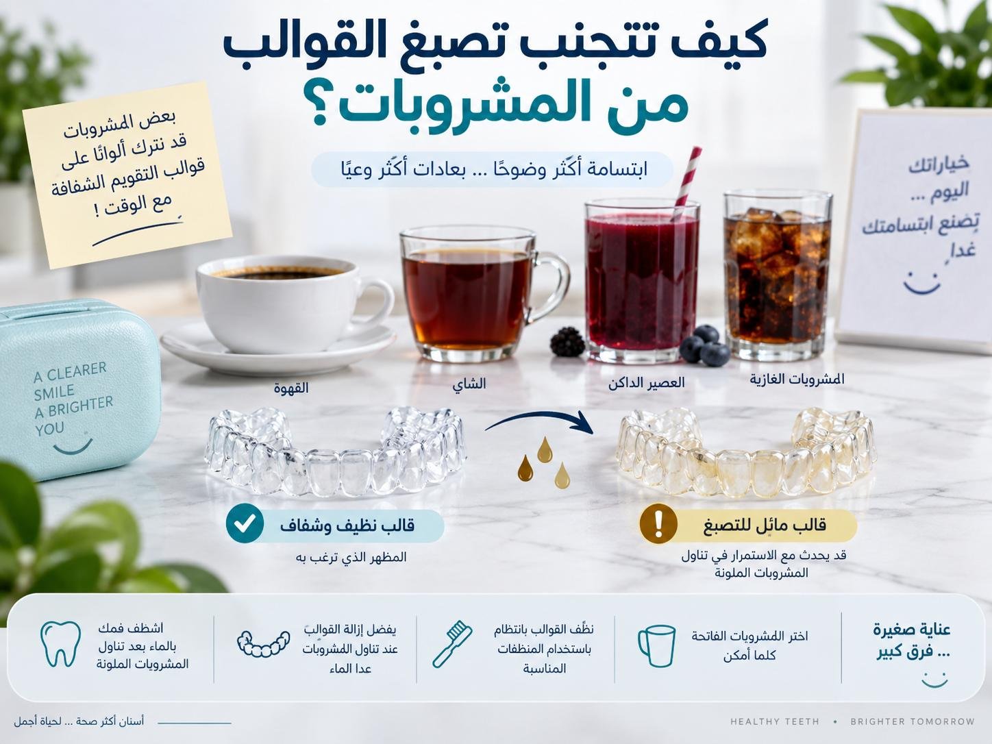 كيف تتجنب تصبغ القوالب من المشروبات؟