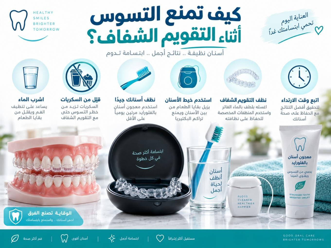 كيف تمنع التسوس أثناء التقويم الشفاف؟