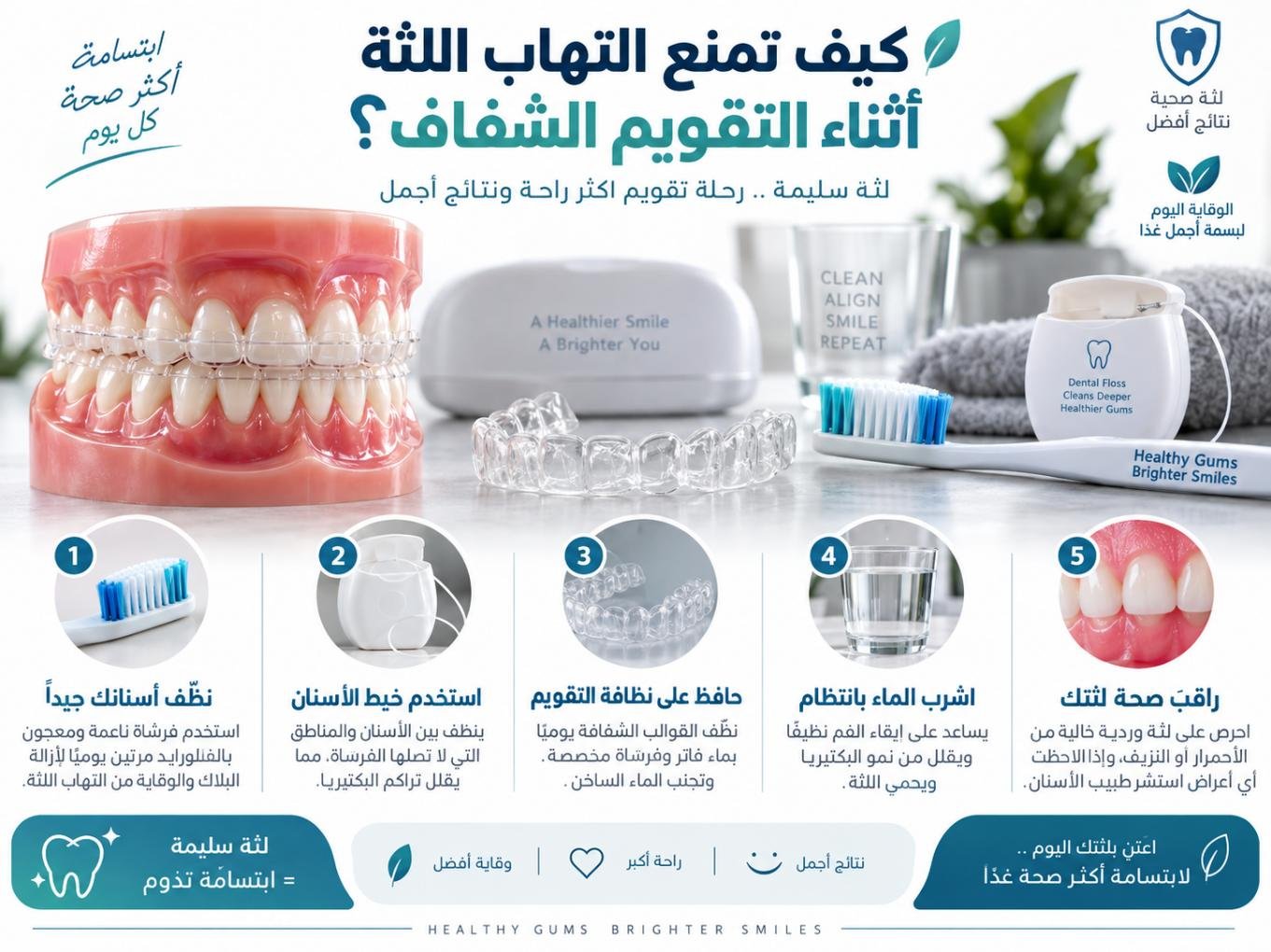 كيف تمنع التهاب اللثة أثناء التقويم الشفاف؟