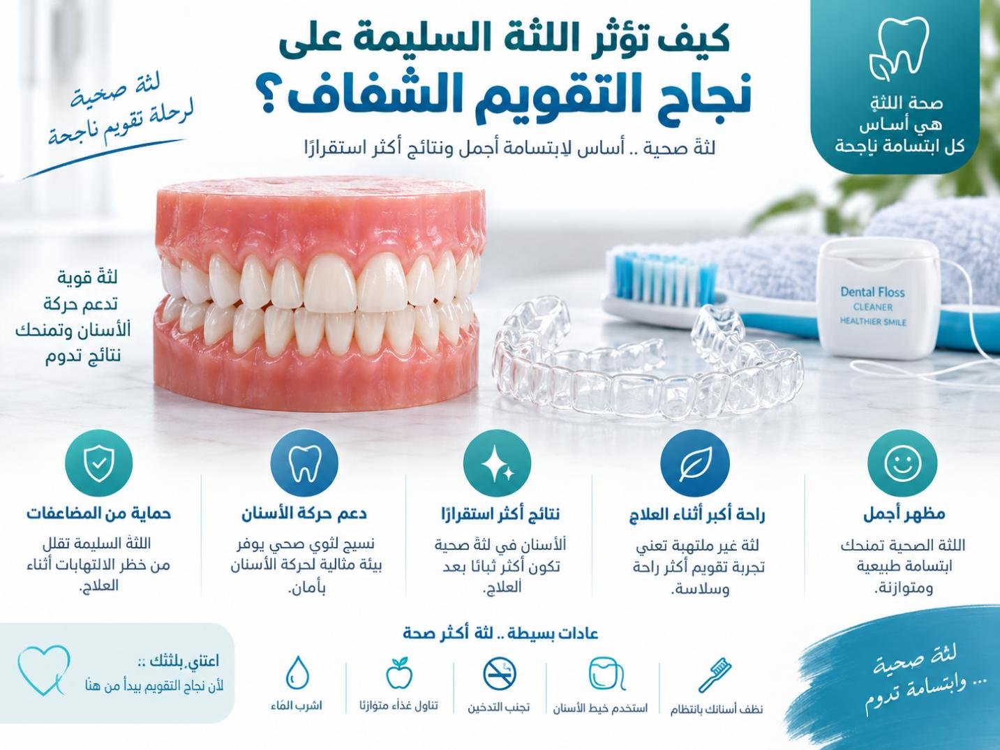 كيف تؤثر اللثة السليمة على نجاح التقويم الشفاف؟