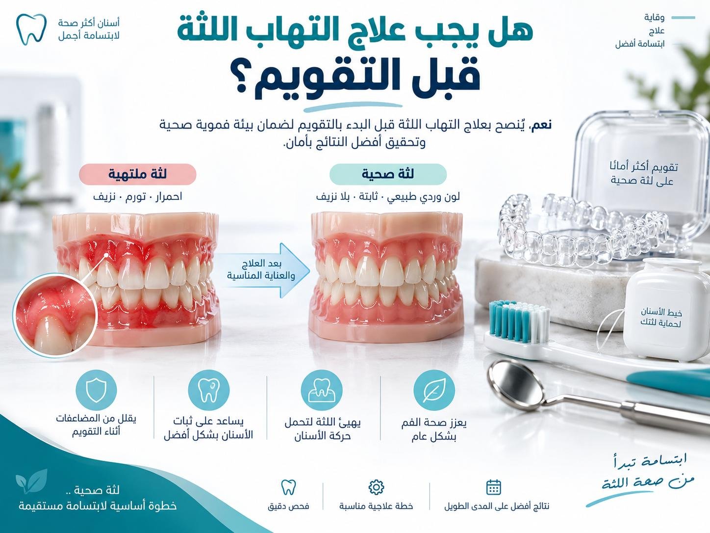 هل يجب علاج التهاب اللثة قبل التقويم؟