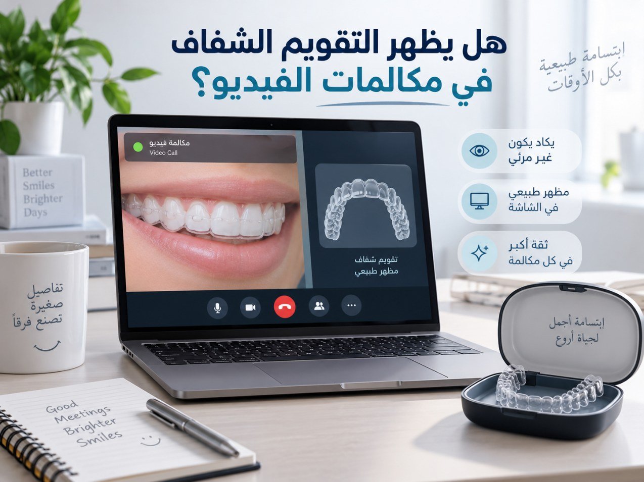هل يظهر التقويم الشفاف في مكالمات الفيديو؟