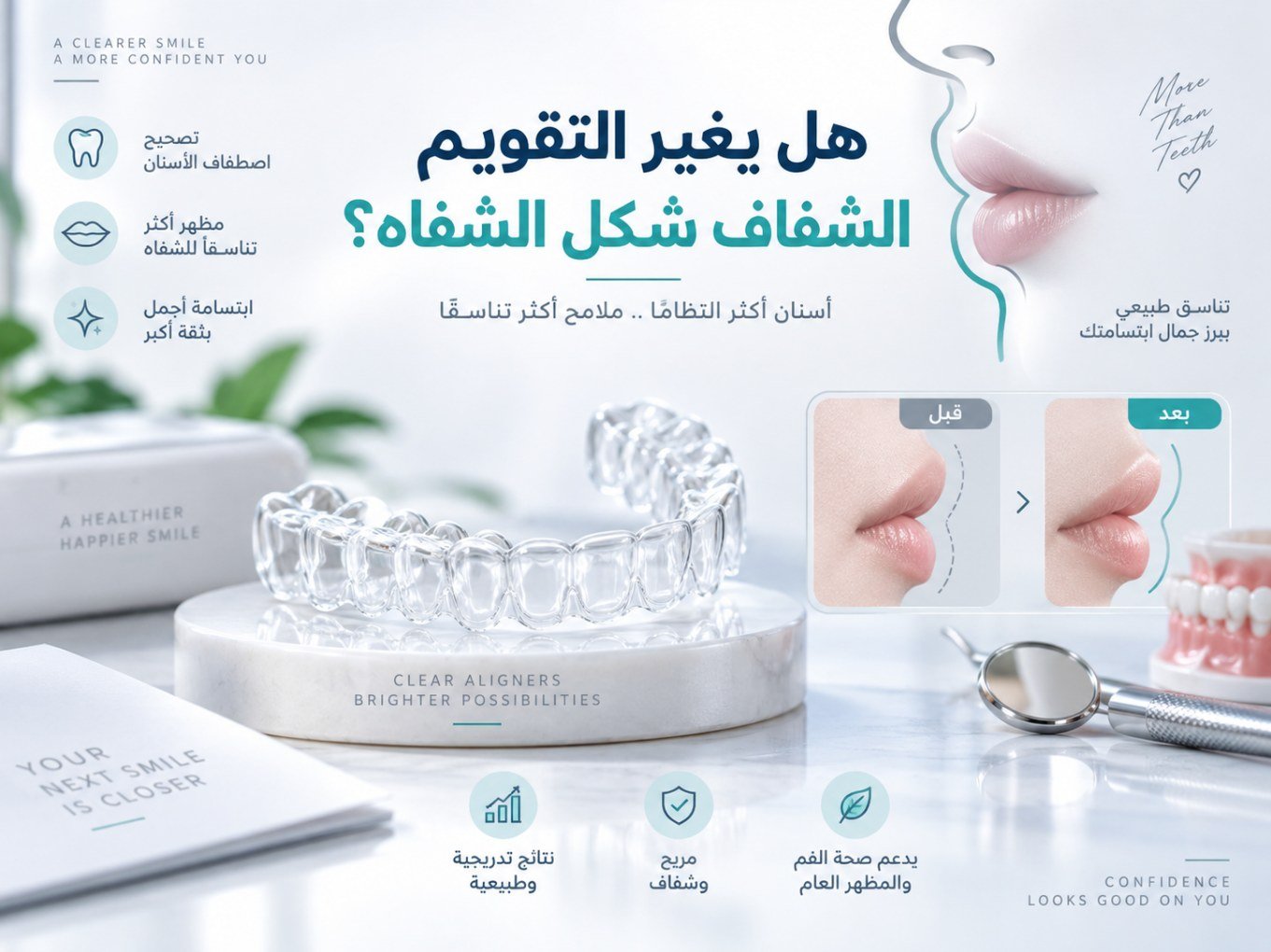 هل يغير التقويم الشفاف شكل الشفاه؟