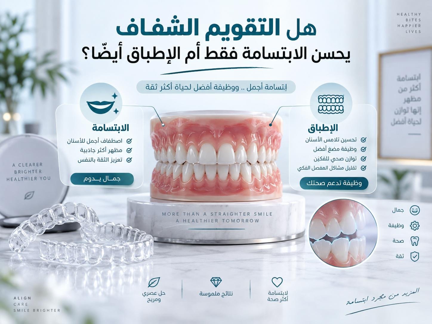 هل التقويم الشفاف يحسن الابتسامة فقط أم الإطباق أيضًا؟