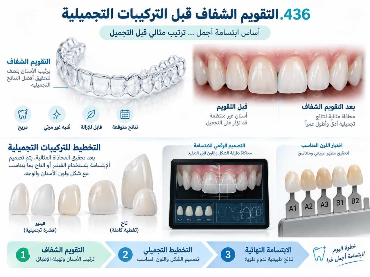 التقويم الشفاف قبل التركيبات التجميلية