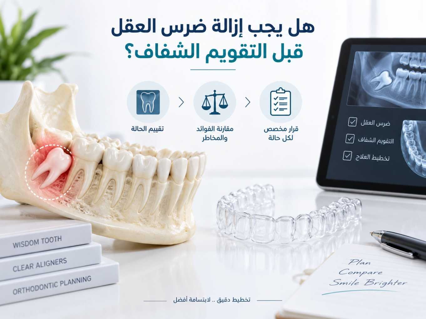 هل يجب إزالة ضرس العقل قبل التقويم الشفاف؟